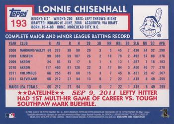 2012 Topps Archives #193 Lonnie Chisenhall Back