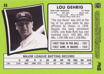 2012 Topps Archives #89 Lou Gehrig Back