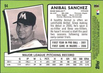 2012 Topps Archives #94 Anibal Sanchez Back