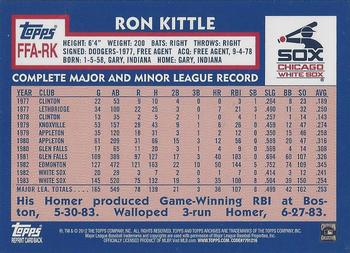 2012 Topps Archives - Fan Favorite Autographs #FFA-RK Ron Kittle Back