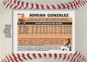 2012 Topps Archives - Framed Mini Autographs #83M-AG Adrian Gonzalez Back