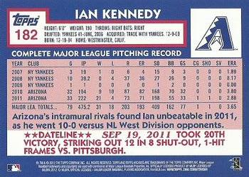 2012 Topps Archives - Gold Foil #182 Ian Kennedy Back