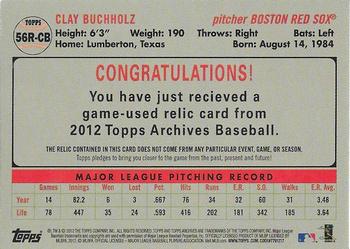 2012 Topps Archives - Relics #56R-CB Clay Buchholz Back