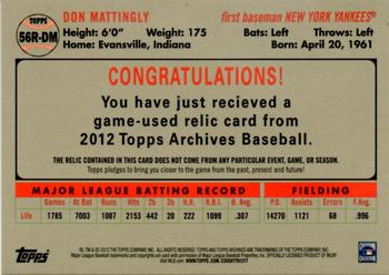 2012 Topps Archives - Relics #56R-DM Don Mattingly Back