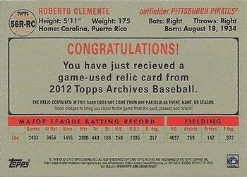 2012 Topps Archives - Relics #56R-RC 1 Roberto Clemente Back