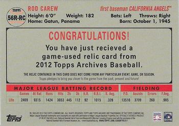 2012 Topps Archives - Relics #56R-RC 2 Rod Carew Back