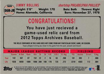 2012 Topps Archives - Relics #56R-JR Jimmy Rollins Back