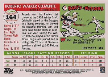 2012 Topps Archives - Reprints #164 Roberto Clemente Back