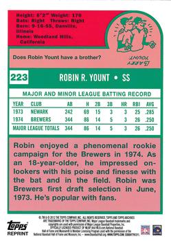 2012 Topps Archives - Reprints #223 Robin Yount Back