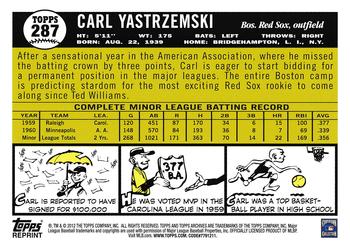 2012 Topps Archives - Reprints #287 Carl Yastrzemski Back