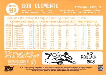 2012 Topps Archives - Reprints #440 Roberto Clemente Back
