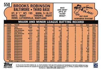 2012 Topps Archives - Reprints #550 Brooks Robinson Back