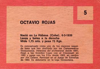 1967 Topps Venezuelan #5 Octavio Rojas Back