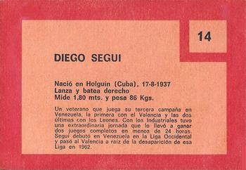 1967 Topps Venezuelan #14 Diego Segui Back