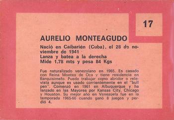 1967 Topps Venezuelan #17 Aurelio Monteagudo Back