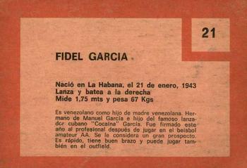 1967 Topps Venezuelan #21 Fidel Garcia Back