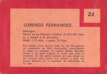 1967 Topps Venezuelan #24 Lorenzo Fernandez Back