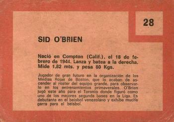 1967 Topps Venezuelan #28 Syd O'Brien Back