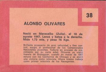 1967 Topps Venezuelan #38 Alonso Olivares Back