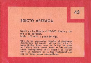 1967 Topps Venezuelan #43 Edicto Arteaga Back
