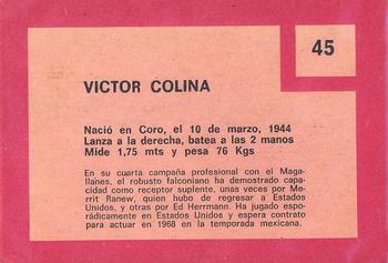 1967 Topps Venezuelan #45 Victor Colina Back