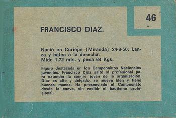 1967 Topps Venezuelan #46a Francisco Diaz Back
