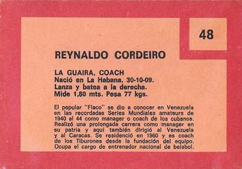 1967 Topps Venezuelan #48 Reinaldo Cordeiro Back