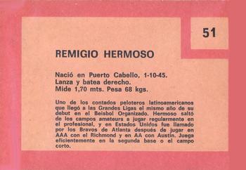1967 Topps Venezuelan #51 Remigio Hermoso Back