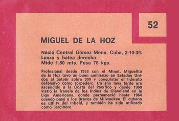 1967 Topps Venezuelan #52 Miguel de la Hoz Back
