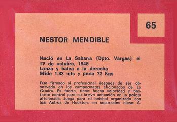 1967 Topps Venezuelan #65 Nestor Mendible Back
