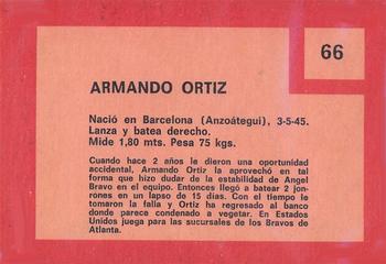 1967 Topps Venezuelan #66 Armando Ortiz Back