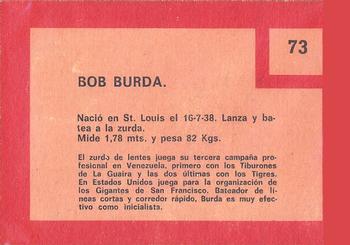 1967 Topps Venezuelan #73 Bob Burda Back