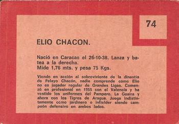 1967 Topps Venezuelan #74 Elio Chacon Back