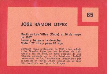 1967 Topps Venezuelan #85 Jose Ramon Lopez Back