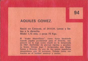 1967 Topps Venezuelan #94 Aquiles Gomez Back