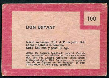 1967 Topps Venezuelan #100 Don Bryant Back