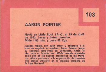 1967 Topps Venezuelan #103 Aaron Pointer Back