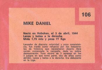 1967 Topps Venezuelan #106 Mike Daniel Back