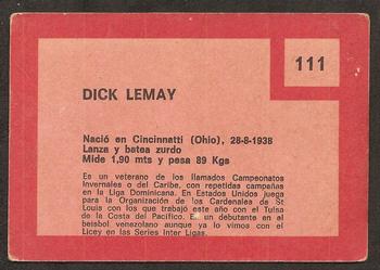 1967 Topps Venezuelan #111 Dick Lemay Back