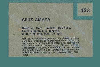 1967 Topps Venezuelan #123 Cruz Amaya Back