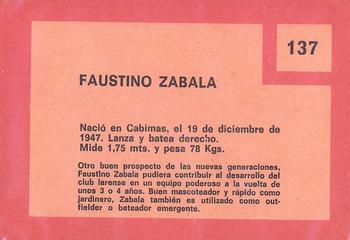 1967 Topps Venezuelan #137 Faustino Zabala Back