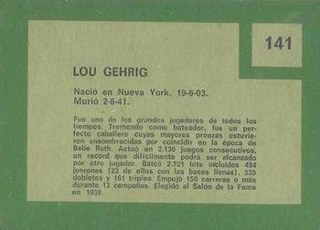 1967 Topps Venezuelan #141 Lou Gehrig Back