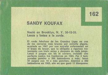 1967 Topps Venezuelan #162 Sandy Koufax Back