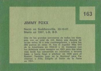 1967 Topps Venezuelan #163 Jimmie Foxx Back