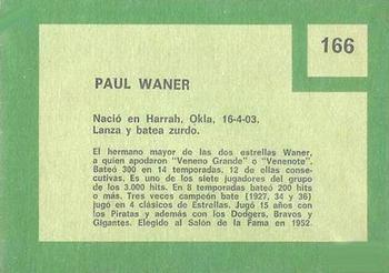 1967 Topps Venezuelan #166 Paul Waner Back