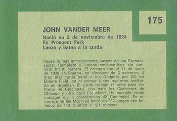 1967 Topps Venezuelan #175 John Vander Meer Back