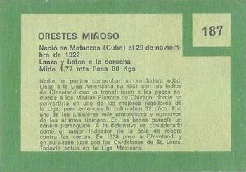 1967 Topps Venezuelan #187 Orestes Minoso Back