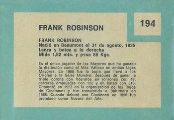 1967 Topps Venezuelan #194 Frank Robinson Back