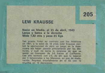 1967 Topps Venezuelan #205 Lew Krausse Back