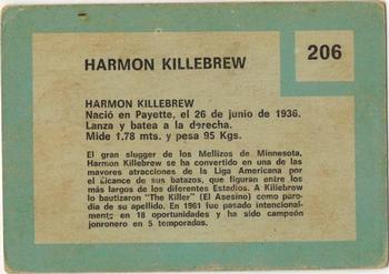 1967 Topps Venezuelan #206 Harmon Killebrew Back
